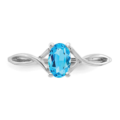 14K Weißgold Ring mit Blautopas-Geburtsstein