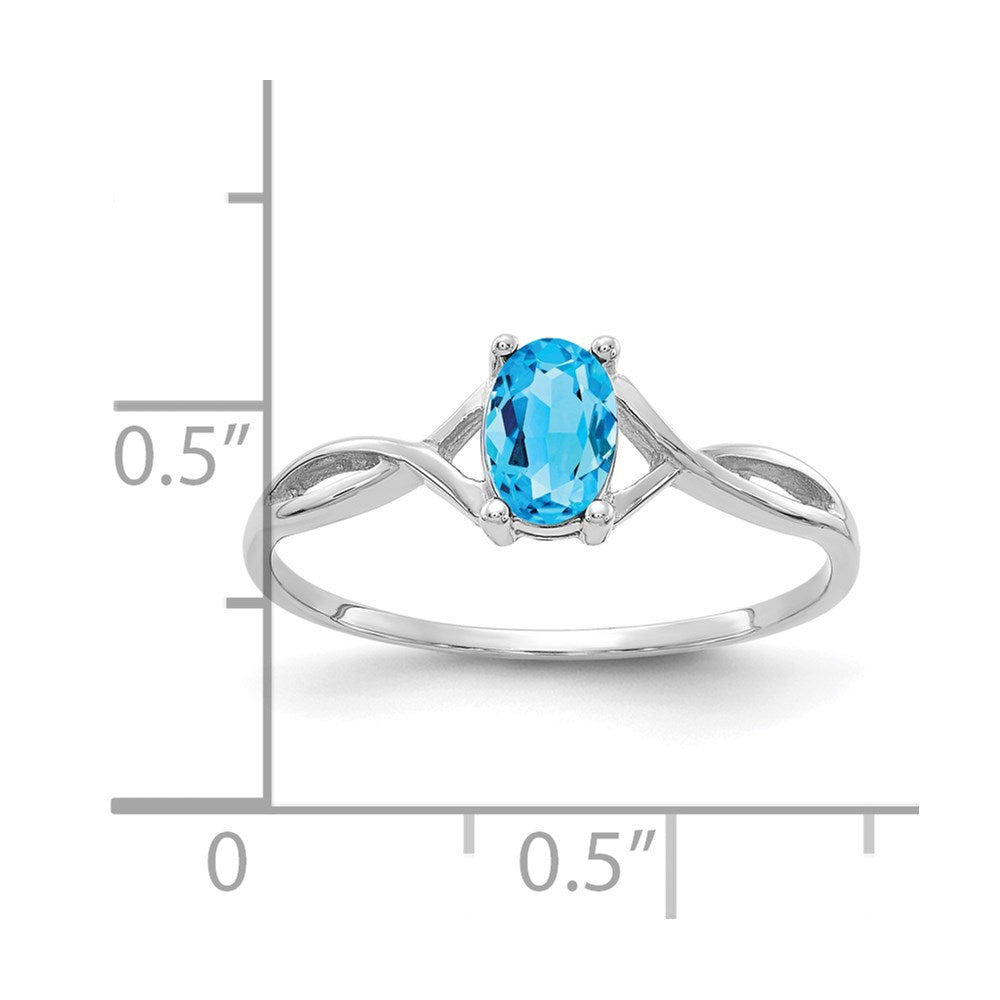14K Weißgold Ring mit Blautopas-Geburtsstein