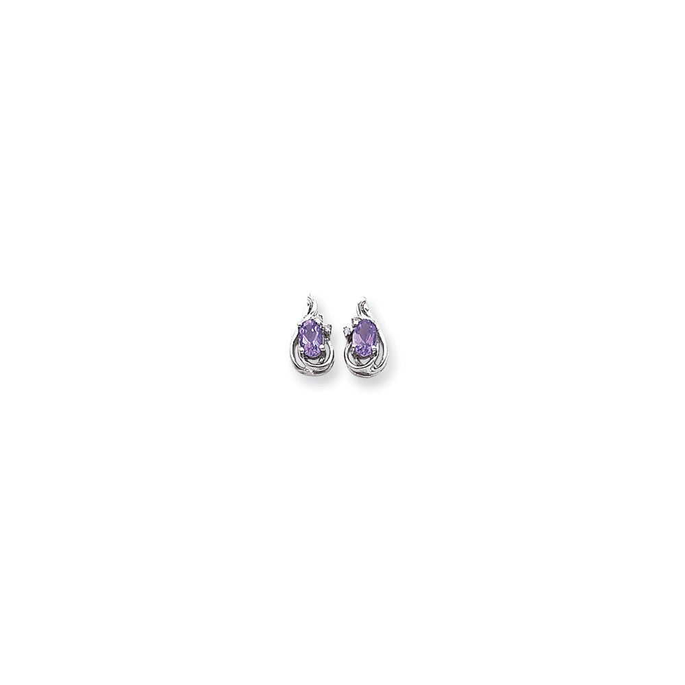 14K Weißgold WG Diamant- & Amethyst-Ohrringe
