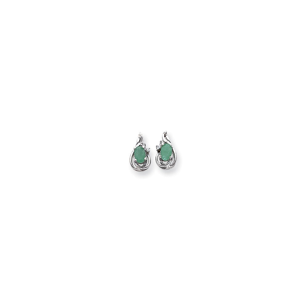 14K Weißgold WG Diamant & Emerald Ohrringe