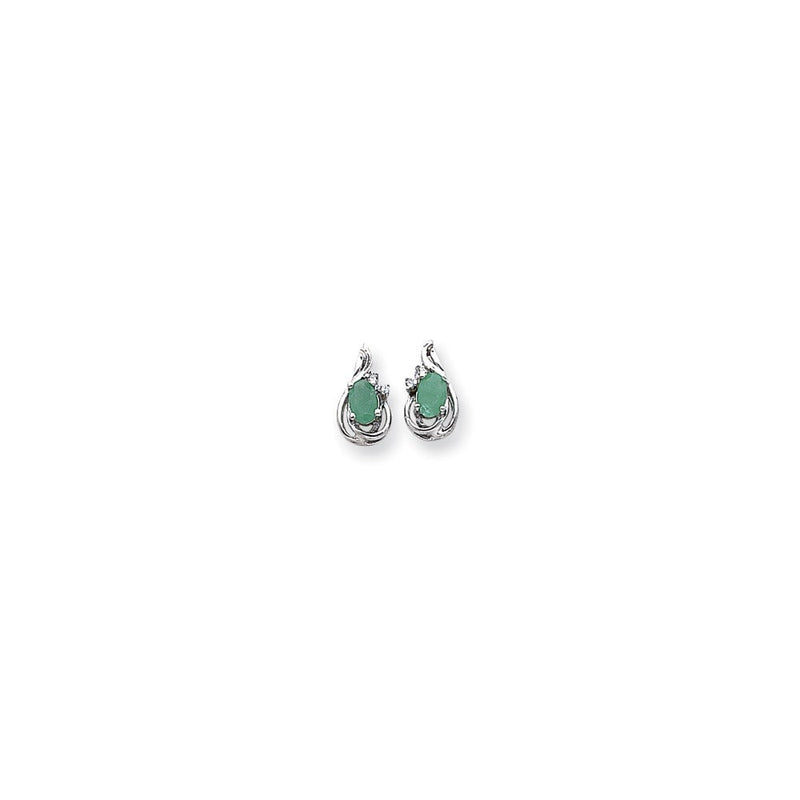 14K Weißgold WG Diamant & Emerald Ohrringe