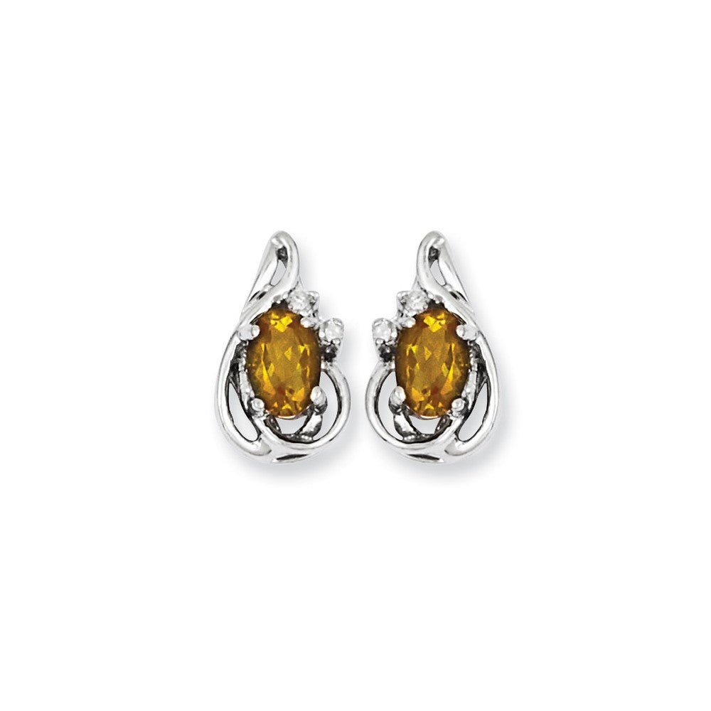 14K Weißgold Diamant- und Citrin-Ohrringe