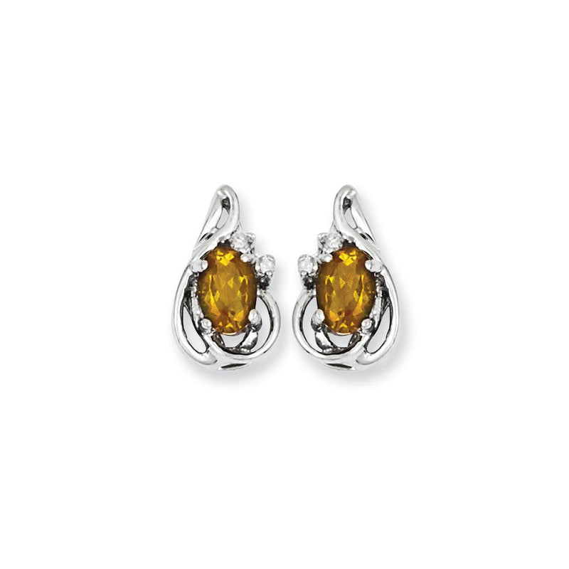 14K Weißgold Diamant- und Citrin-Ohrringe
