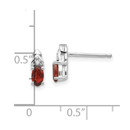 14K Weißgold Ohrringe mit echtem Granat und Diamant