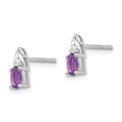 14K Weißgold Ohrringe mit Amethyst und Diamant