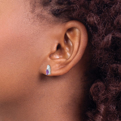 14K Weißgold Ohrringe mit Amethyst und Diamant