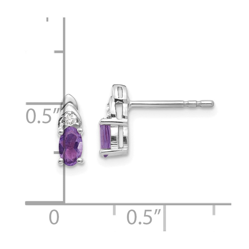 14K Weißgold Ohrringe mit Amethyst und Diamant