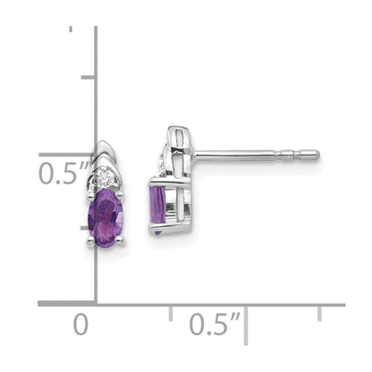 14K Weißgold Ohrringe mit Amethyst und Diamant