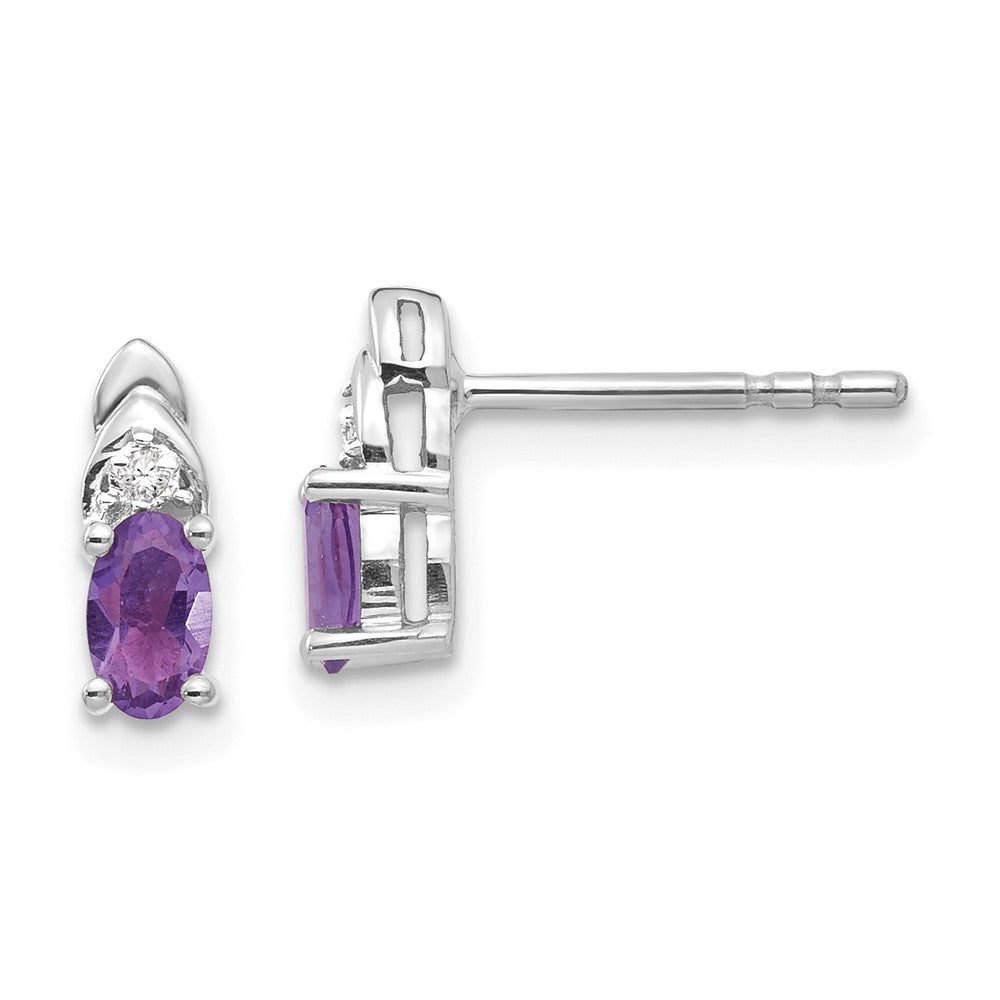 14K Weißgold Ohrringe mit Amethyst und Diamant