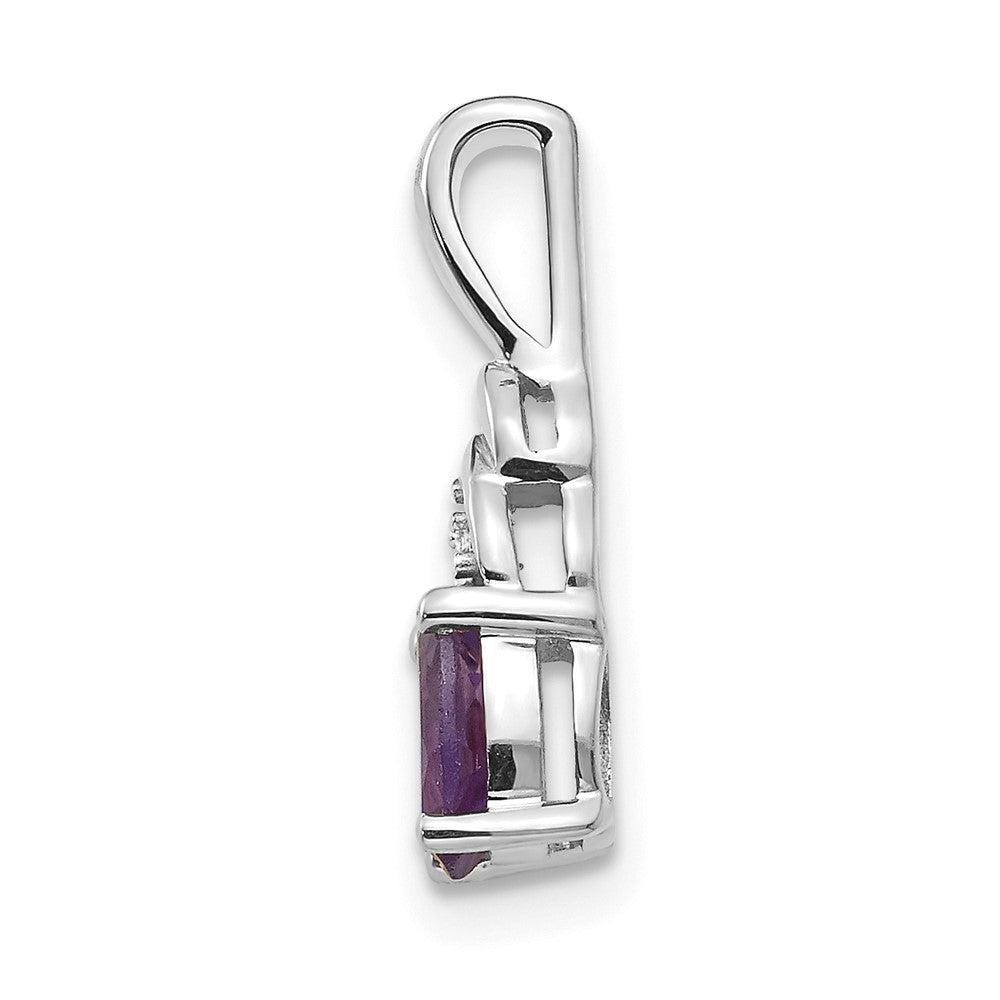 14K Weißgold Amethyst-Diamant-Anhänger