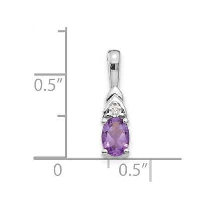 14K Weißgold Amethyst-Diamant-Anhänger