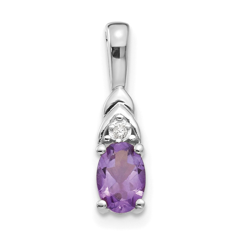 14K Weißgold Amethyst-Diamant-Anhänger