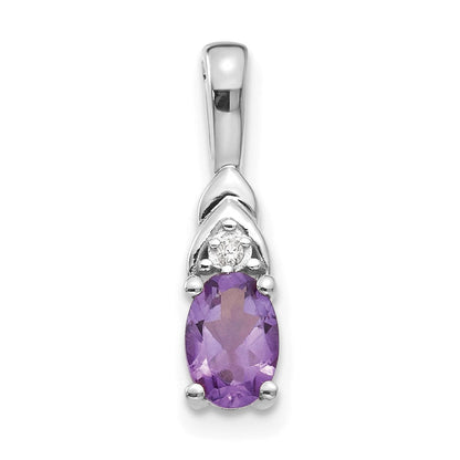 14K Weißgold Amethyst-Diamant-Anhänger