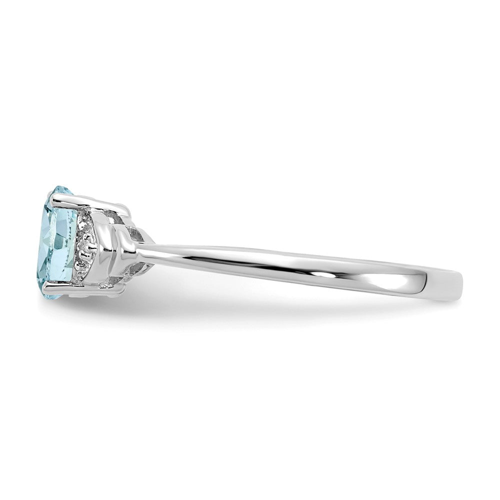 14K Weißgold Ring mit Aquamarin und echten Diamanten