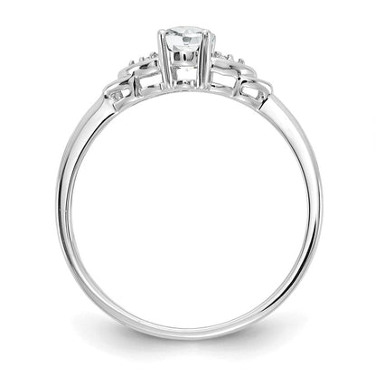 14K Weißgold Ring mit Topas und echten Diamanten
