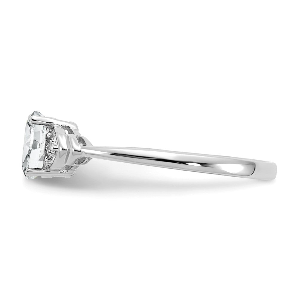 14K Weißgold Ring mit Topas und echten Diamanten