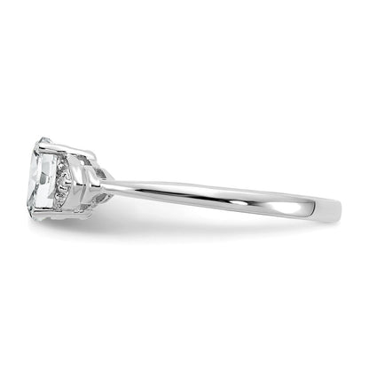 14K Weißgold Ring mit Topas und echten Diamanten
