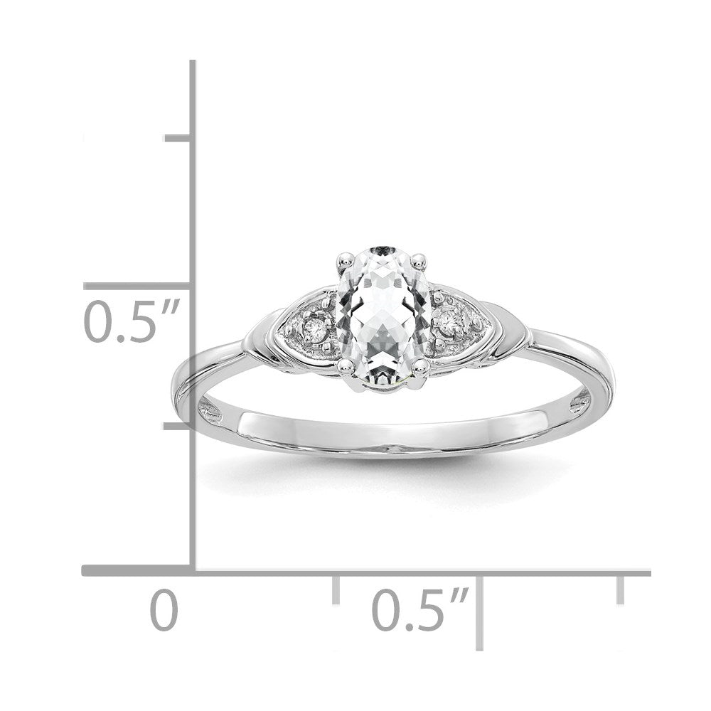 14K Weißgold Ring mit Topas und echten Diamanten