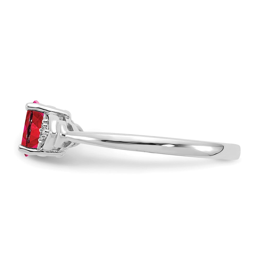 14K Weißgold Ring mit Rubin und echtem Diamant