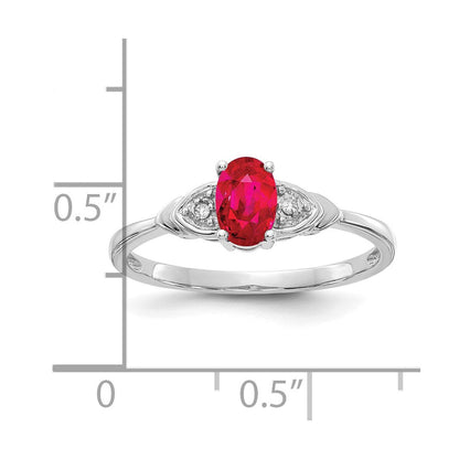 14K Weißgold Ring mit Rubin und echtem Diamant