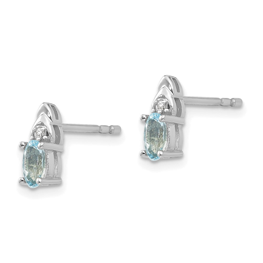 14K Weißgold Aquamarin-Diamant-Ohrringe