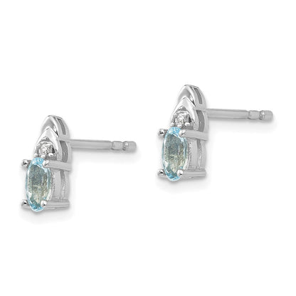 14K Weißgold Aquamarin-Diamant-Ohrringe
