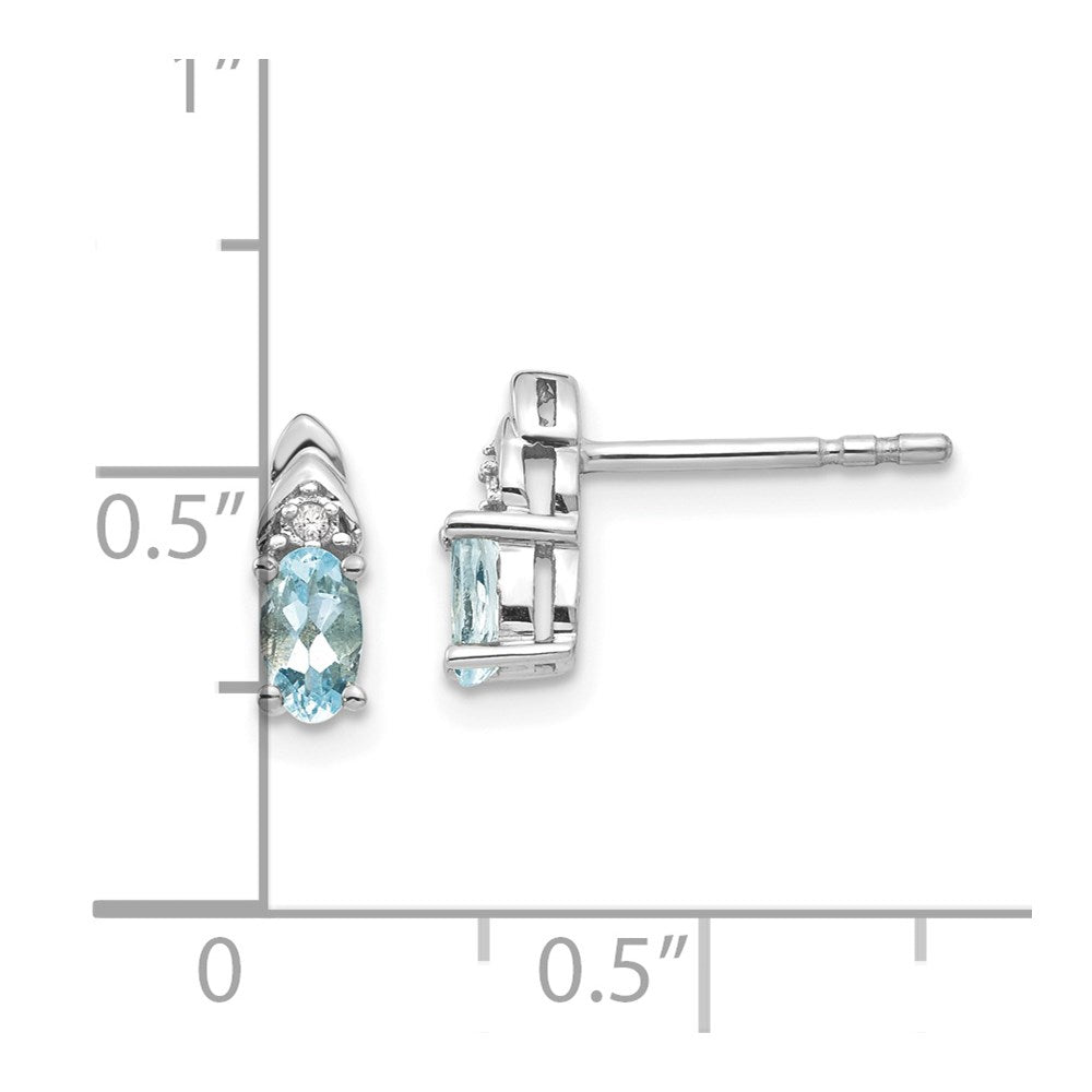 14K Weißgold Aquamarin-Diamant-Ohrringe