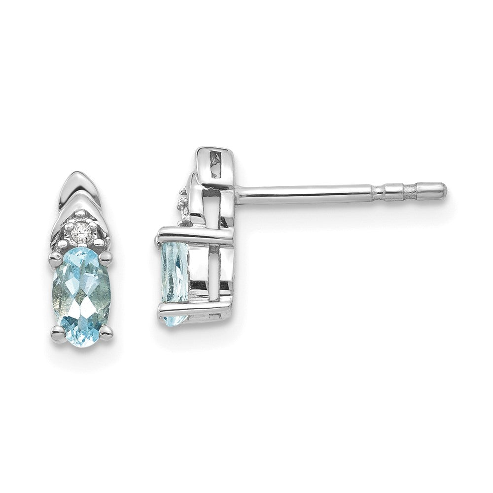 14K Weißgold Aquamarin-Diamant-Ohrringe