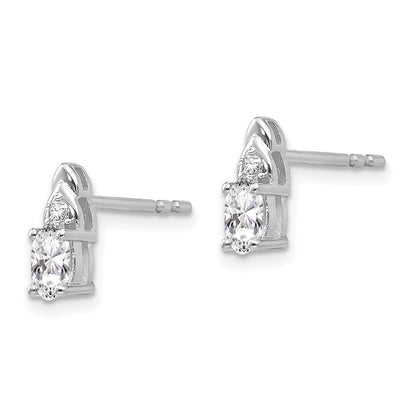 14K Weißgold Ohrringe mit Weißem Topas und Diamant