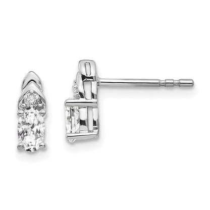 14K Weißgold Ohrringe mit Weißem Topas und Diamant