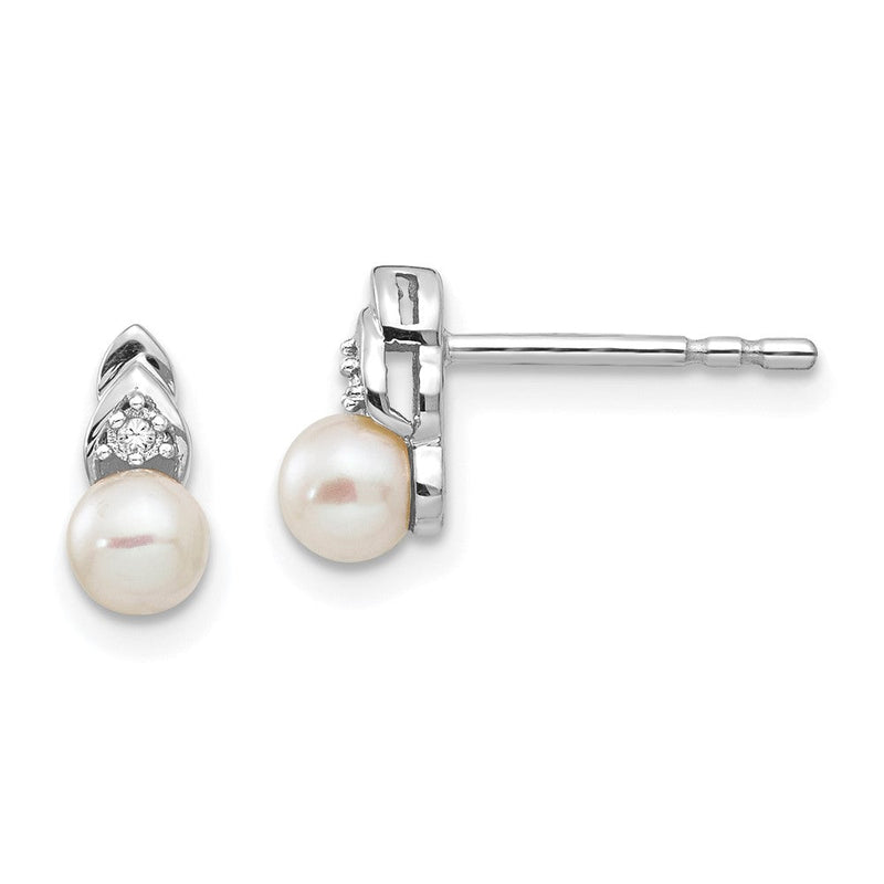 Ohrringe aus 14K Weißgold mit Zuchtperlen und Diamanten