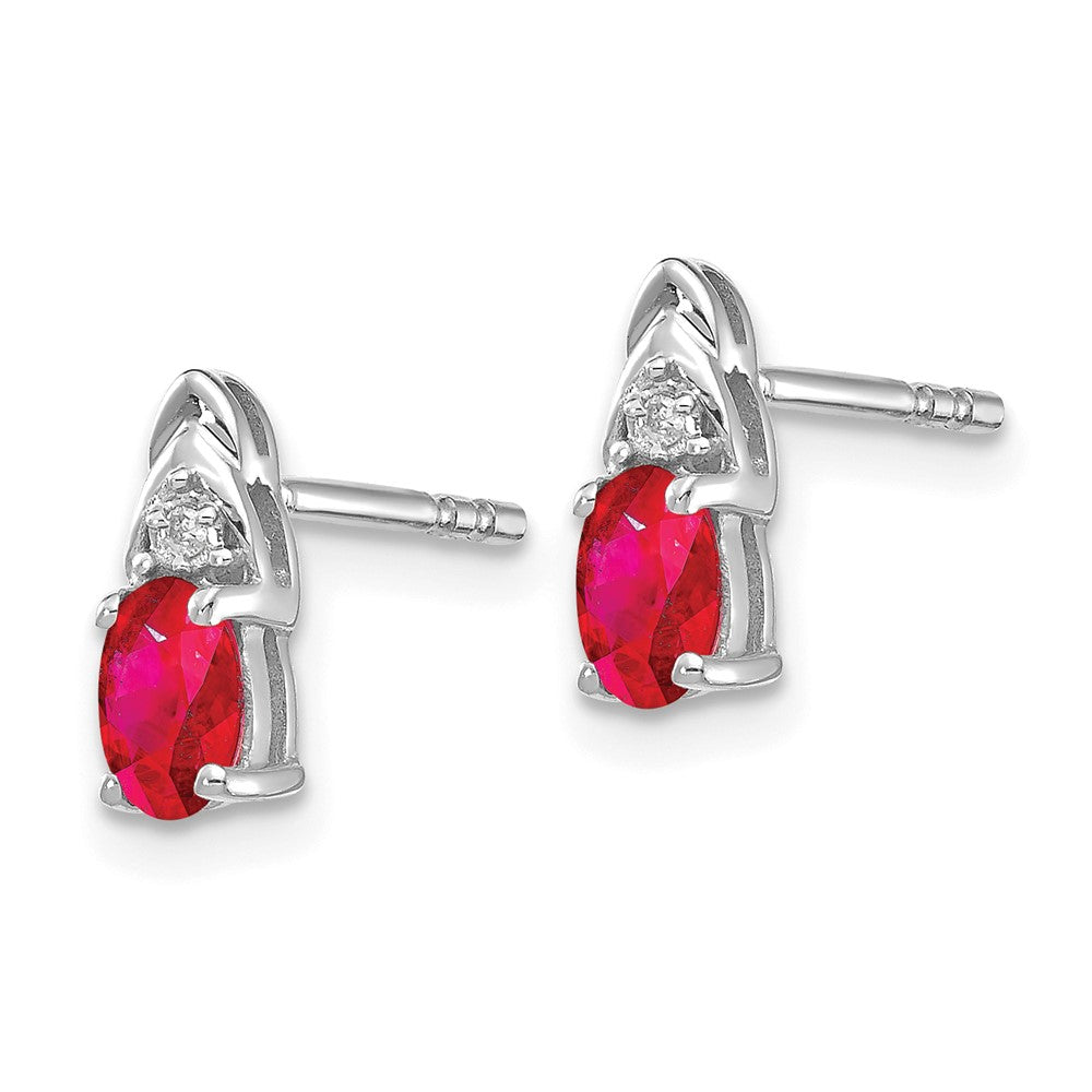14K Weißgold Rubin-Diamant-Ohrringe
