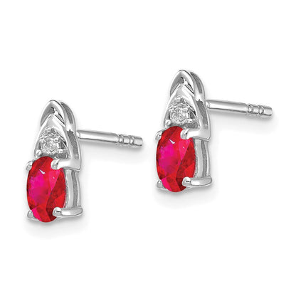 14K Weißgold Rubin-Diamant-Ohrringe