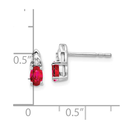 14K Weißgold Rubin-Diamant-Ohrringe
