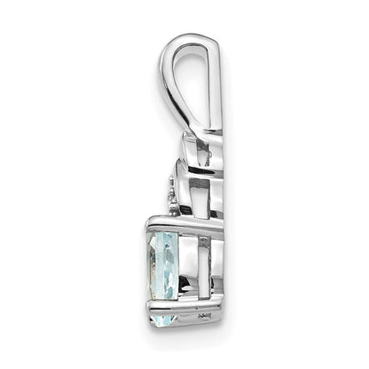 14K Weißgold Aquamarin-Diamant-Anhänger