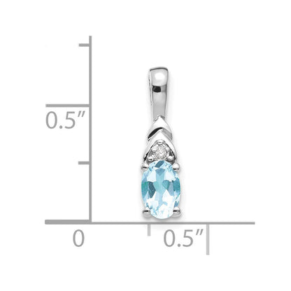 14K Weißgold Aquamarin-Diamant-Anhänger