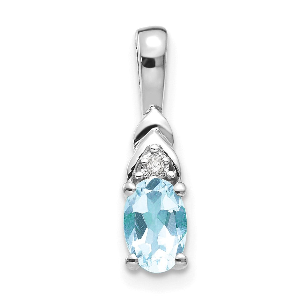 14K Weißgold Aquamarin-Diamant-Anhänger