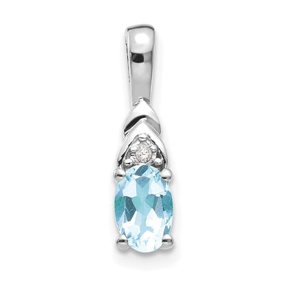 14K Weißgold Aquamarin-Diamant-Anhänger