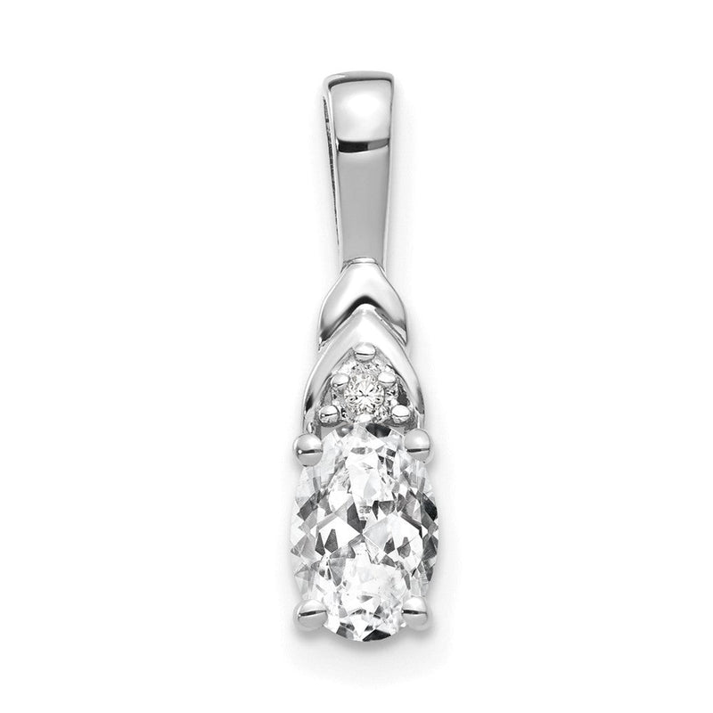 14K Weißgold Weißtopas-Diamant-Anhänger