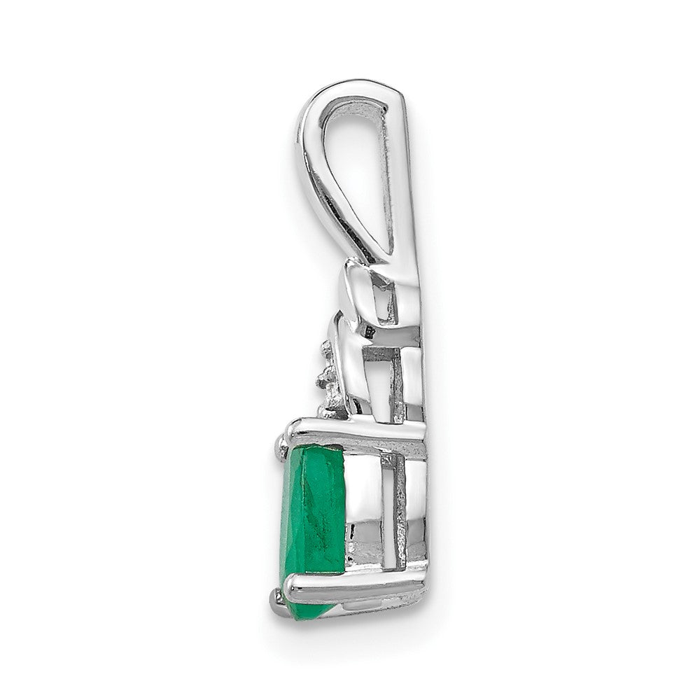14K Weißgold Anhänger mit Smaragd und Diamant