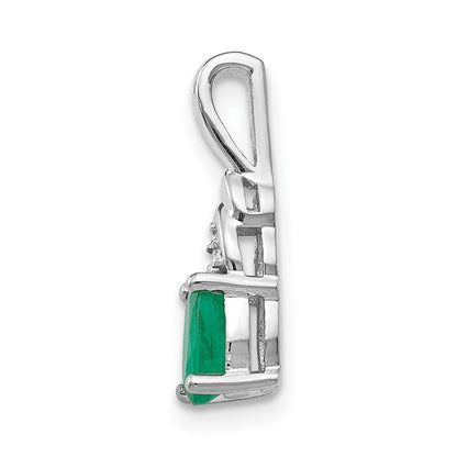 14K Weißgold Anhänger mit Smaragd und Diamant