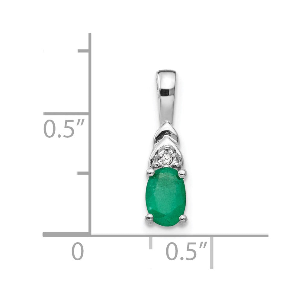 14K Weißgold Anhänger mit Smaragd und Diamant