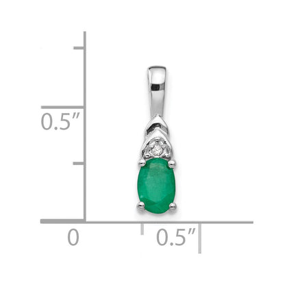 14K Weißgold Anhänger mit Smaragd und Diamant