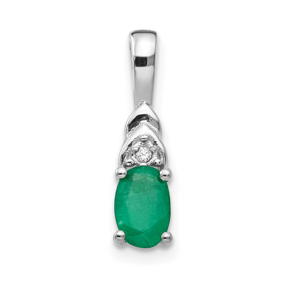 14K Weißgold Anhänger mit Smaragd und Diamant
