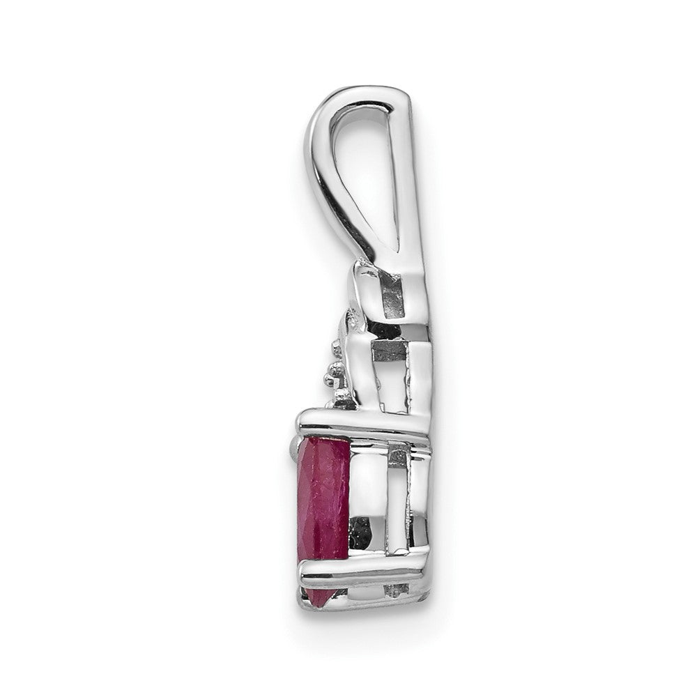 14K Weißgold Rubin und Diamant Anhänger