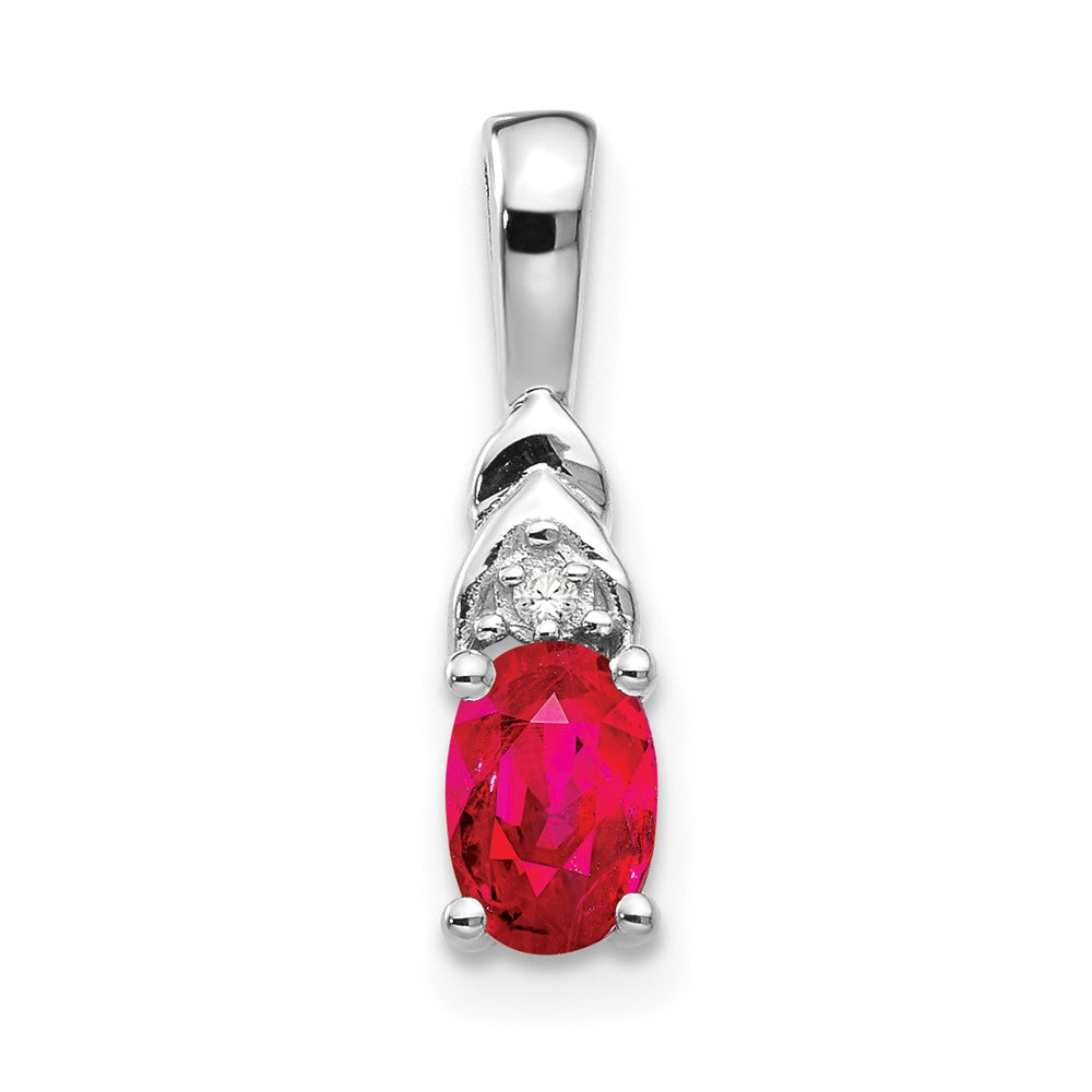 14K Weißgold Rubin und Diamant Anhänger