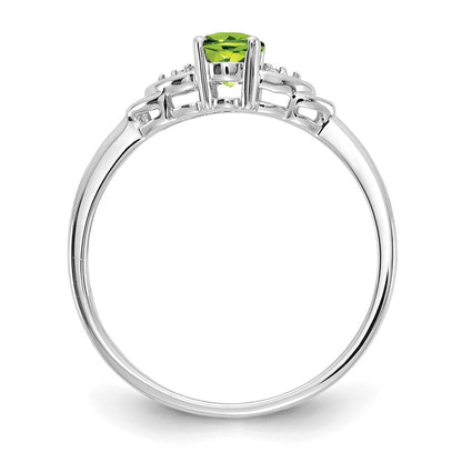 14K Weißgold Ring mit Peridot und echten Diamanten