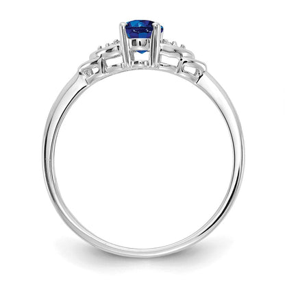 14K Weißgold Ring mit Saphir und echten Diamanten