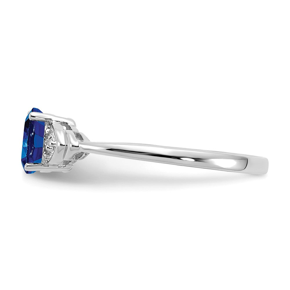 14K Weißgold Ring mit Saphir und echten Diamanten
