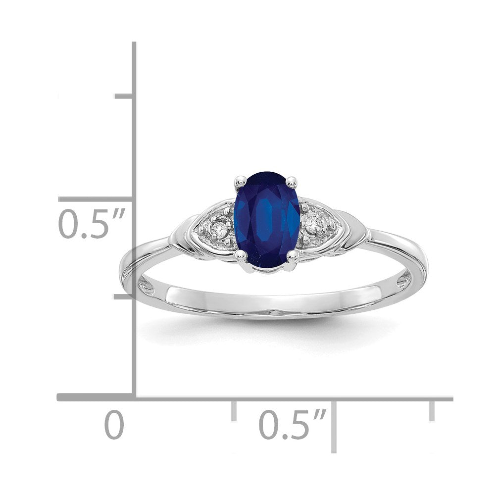 14K Weißgold Ring mit Saphir und echten Diamanten